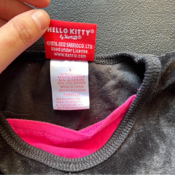 Hello Kitty Sanrio Velour Dress Black Pink Sequin Girls Size 5 Y2K Inspired - Picture 7 of 11